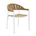 MALTA Armchair Metal White/PP-UV Beige/Rope Wicker Natural