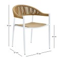 MALTA Armchair Metal White/PP-UV Beige/Rope Wicker Natural