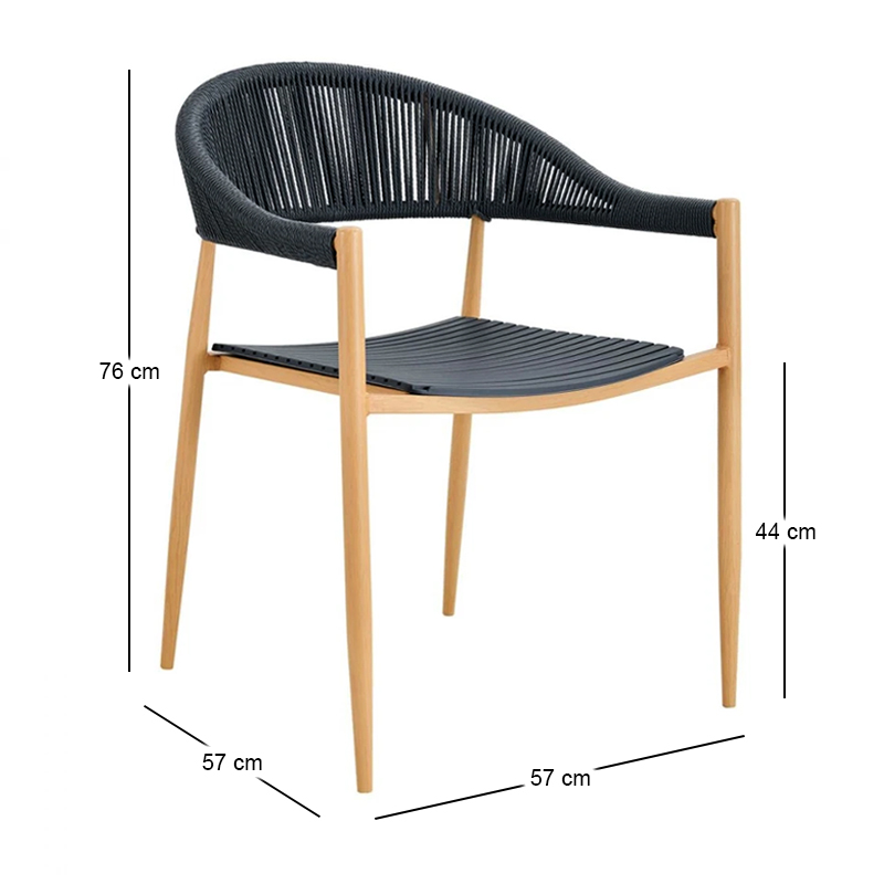 MALTA Armchair Metal Natural/PP-UV Grey/Rope Wicker Grey