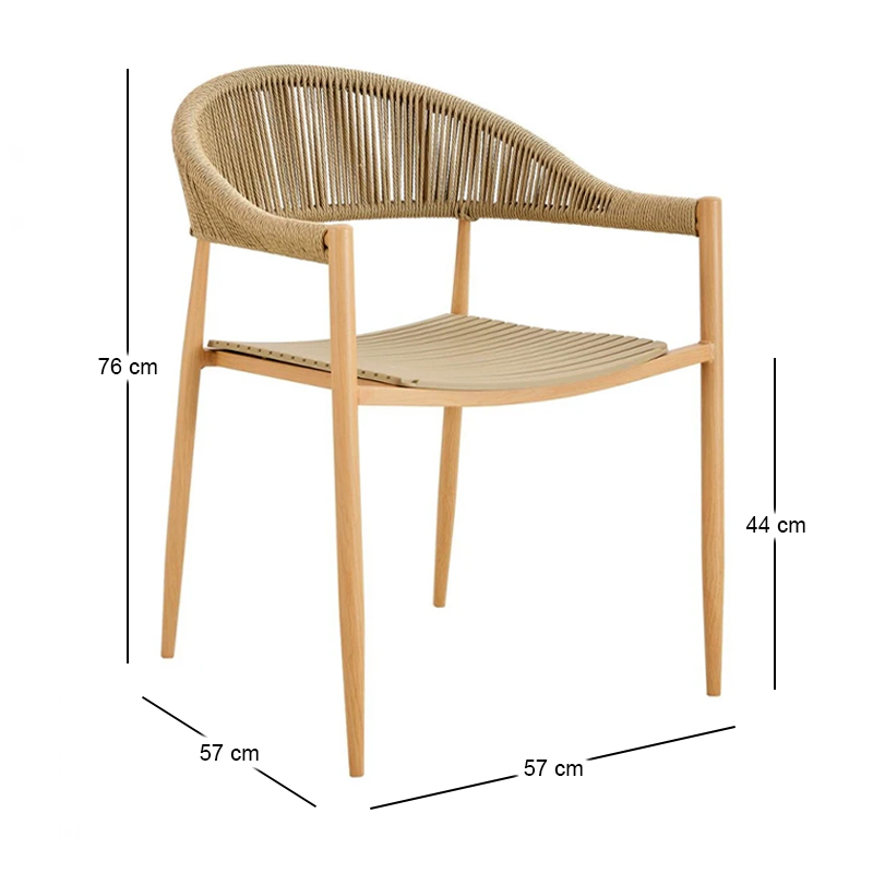 MALTA Armchair Metal Natural/PP-UV Beige/Rope Wicker Natural