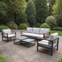 MARILIAN Set (5pcs) Metal Dark Grey/Cushions Light Grey