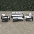 MARILIAN Set (5pcs) Metal Dark Grey/Cushions Light Grey