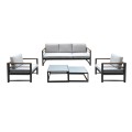 MARILIAN Set (5pcs) Metal Dark Grey/Cushions Light Grey