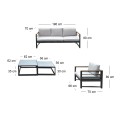 MARILIAN Set (5pcs) Metal Dark Grey/Cushions Light Grey
