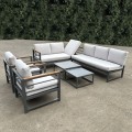 MARILIAN Set Multifunctional (6pcs) Metal Dark Grey/Cushions Light Grey