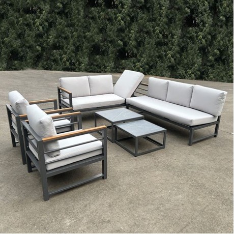 MARILIAN Set Multifunctional (6pcs) Metal Dark Grey/Cushions Light Grey