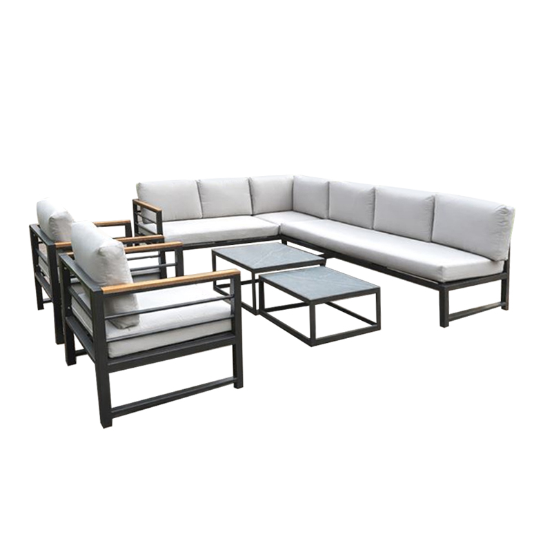 MARILIAN Set Multifunctional (6pcs) Metal Dark Grey/Cushions Light Grey