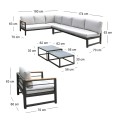 MARILIAN Set Multifunctional (6pcs) Metal Dark Grey/Cushions Light Grey