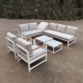 MARILIAN Set Multifunctional (6pcs) Metal White/Cushions Light Grey