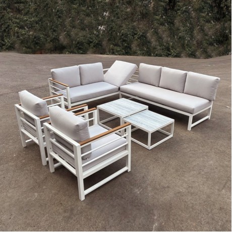 MARILIAN Set Multifunctional (6pcs) Metal White/Cushions Light Grey