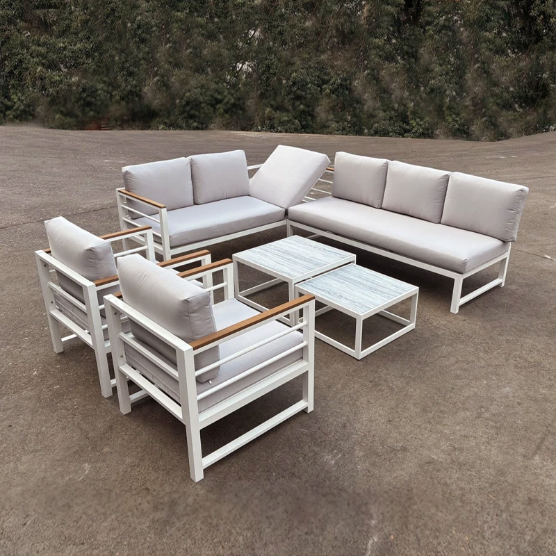 MARILIAN Set Multifunctional (6pcs) Metal White/Cushions Light Grey