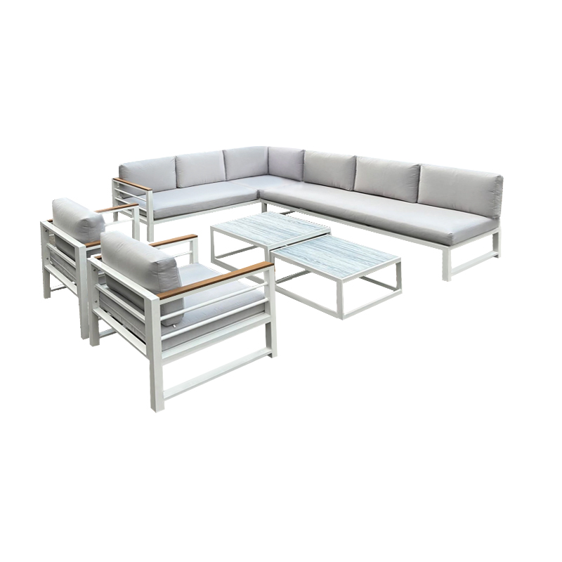 MARILIAN Set Multifunctional (6pcs) Metal White/Cushions Light Grey