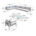 MARILIAN Set Multifunctional (6pcs) Metal White/Cushions Light Grey