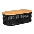 MARK Set (4pcs) Acacia Natural, Rope Wicker Black, Cushions Beige