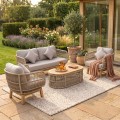 MARK Set (4pcs) Acacia Natural, Rope Wicker Beige, Cushions Beige