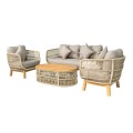 MARK Set (4pcs) Acacia Natural, Rope Wicker Beige, Cushions Beige