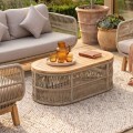 MARK Set (4pcs) Acacia Natural, Rope Wicker Beige, Cushions Beige