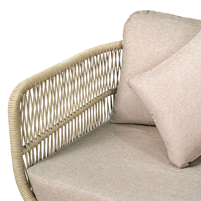 MARK Set (4pcs) Acacia Natural, Rope Wicker Beige, Cushions Beige