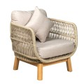 MARK Set (4pcs) Acacia Natural, Rope Wicker Beige, Cushions Beige