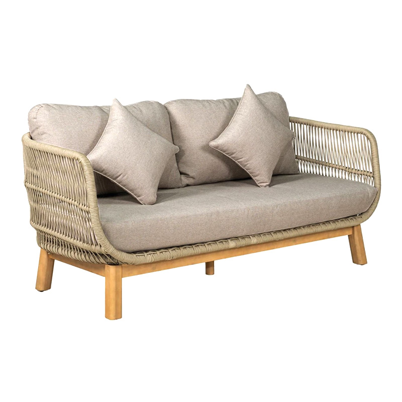 MARK Set (4pcs) Acacia Natural, Rope Wicker Beige, Cushions Beige