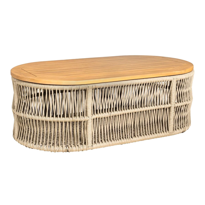 MARK Set (4pcs) Acacia Natural, Rope Wicker Beige, Cushions Beige