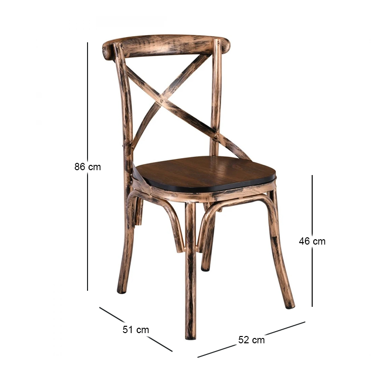 MARLIN Wood Dark Oak Chair/Metal Black Gold
