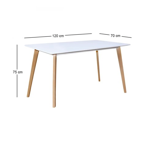 MARTIN Table 120x70cm White