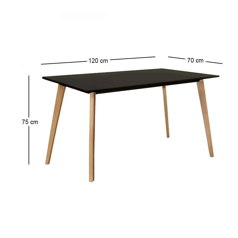 MARTIN Table 120x70cm Natural / Black
