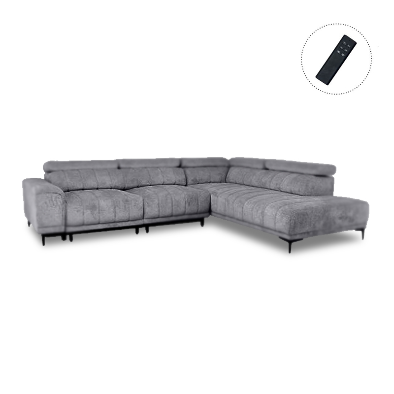 MASSIMO Right Facing Corner Sofa-Sliding Seats, Water Repellent Fabric Grey