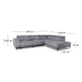 MASSIMO Right Facing Corner Sofa-Sliding Seats, Water Repellent Fabric Grey