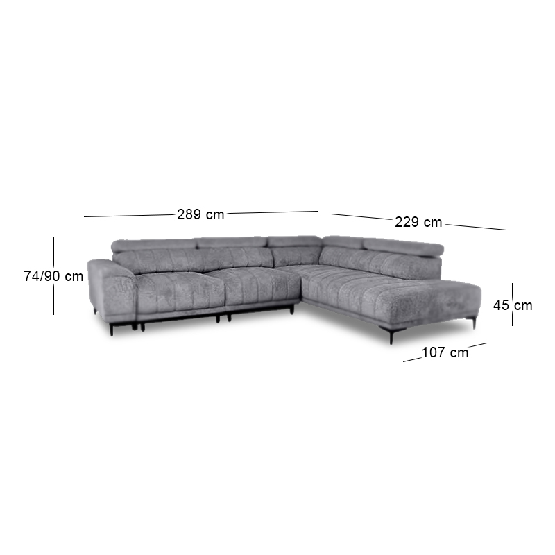 MASSIMO Right Facing Corner Sofa-Sliding Seats, Water Repellent Fabric Grey