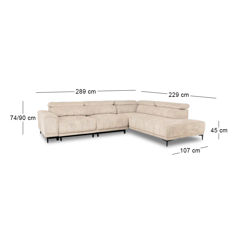MASSIMO Right Facing Corner Sofa-Sliding Seats, Water Repellent Fabric Beige