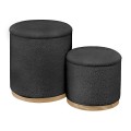MATIC Set-2 Storage Stool-Side Table Teddy Black Fabric