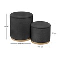 MATIC Set-2 Storage Stool-Side Table Teddy Black Fabric