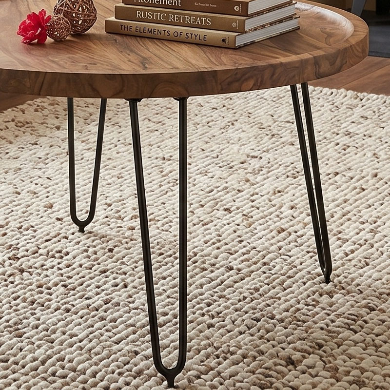 MATRI Τραπ.Σαλονιού Φ76x45cm Ακακία Φυσικό/Μετ.Μαύρο