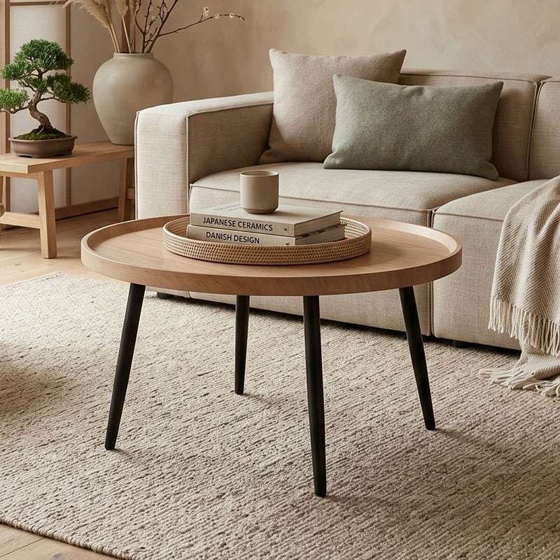 MATRIX Coffee Table D.70x52cm Natural/Metal Black