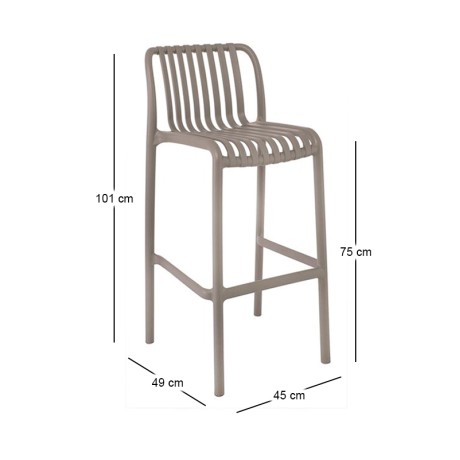 MODA Stackable Bar Stool-Pro PP-UV Mocha