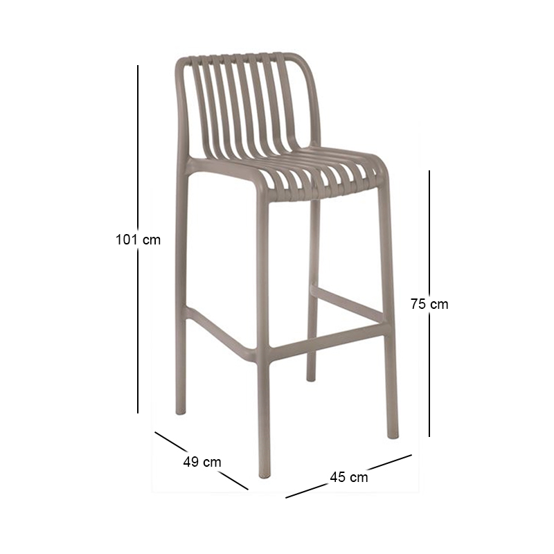 MODA Stackable Bar Stool-Pro PP-UV Mocha