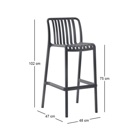 MODA Stackable Bar Stool PP-UV Anthracite