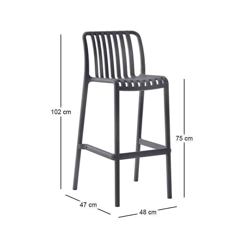 MODA Stackable Bar Stool PP-UV Anthracite