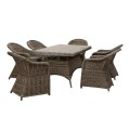 MONTANA Set Alu Table 160x90+6 Armchairs Grey Brown Wicker