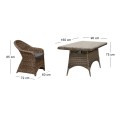 MONTANA Set Alu Table 160x90+6 Armchairs Grey Brown Wicker