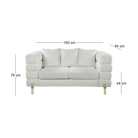MORRIS Sofa 2-Seater White Teddy Fabric