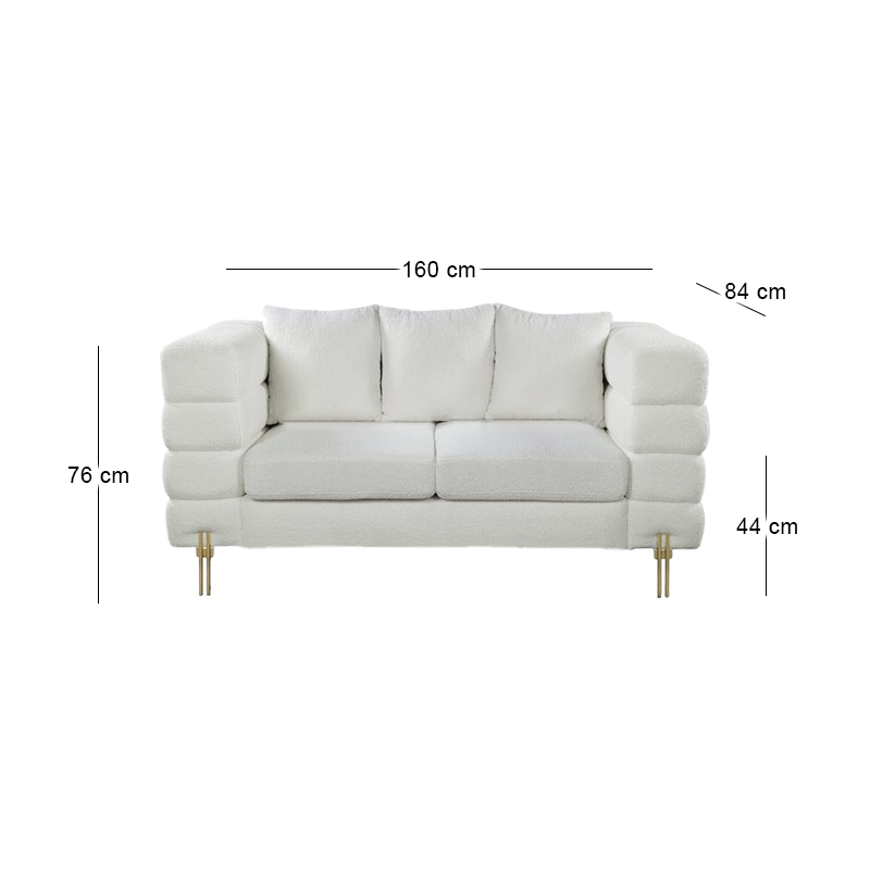 MORRIS Sofa 2-Seater White Teddy Fabric