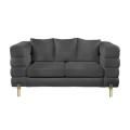 MORRIS Sofa 2-Seater Black Teddy Fabric
