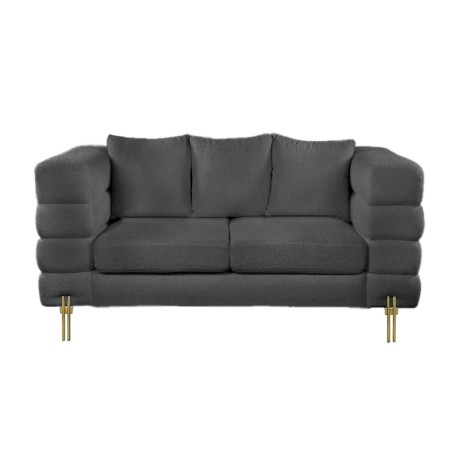 MORRIS Sofa 2-Seater Black Teddy Fabric