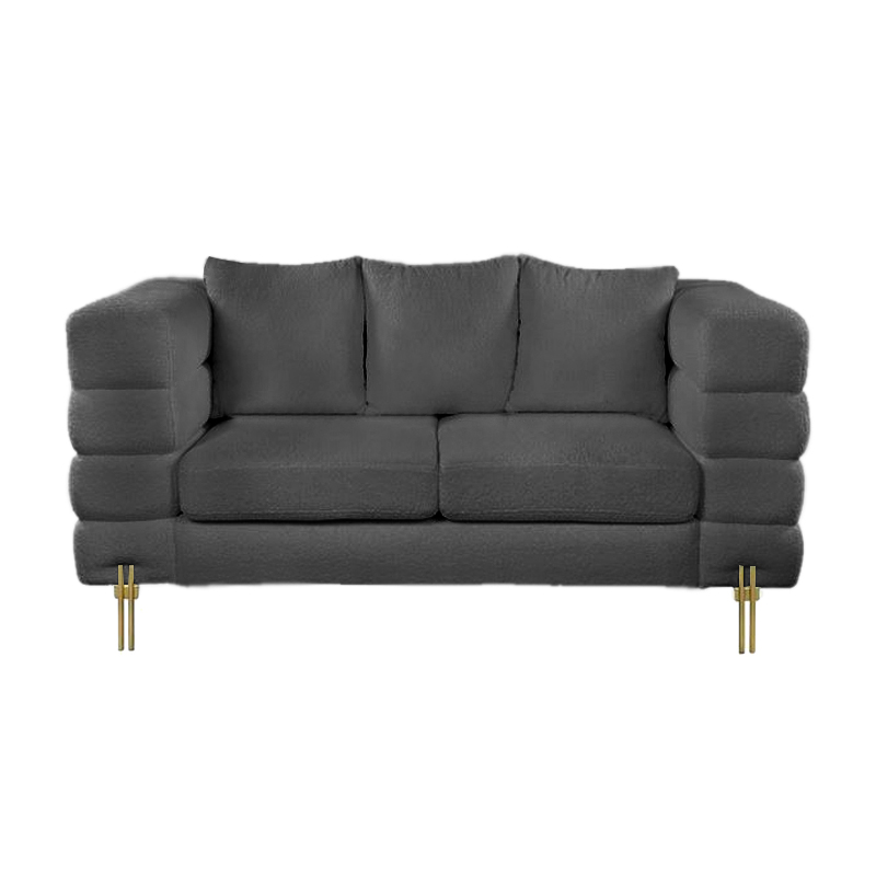 MORRIS Sofa 2-Seater Black Teddy Fabric