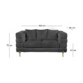 MORRIS Sofa 2-Seater Black Teddy Fabric
