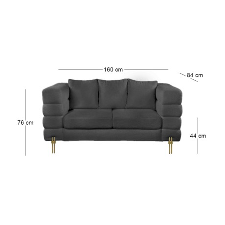 MORRIS Sofa 2-Seater Black Teddy Fabric