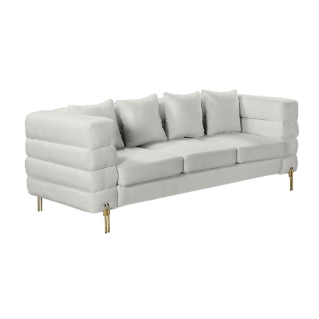 MORRIS Sofa 3-Seater White Teddy Fabric